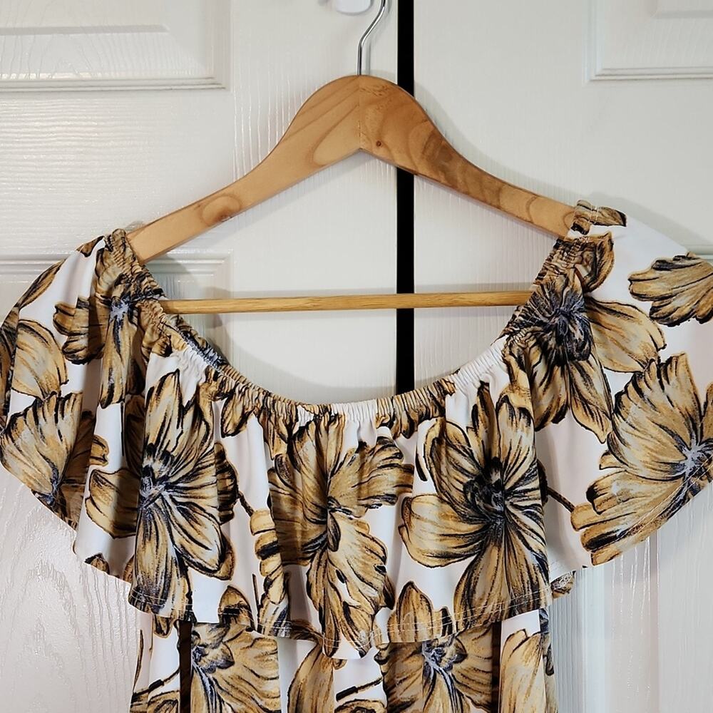Rainbow‎ Brand Womens Floral On/Off Shoulder Top Size SM Ruffle Coquette Stretch - Picture 5 of 7